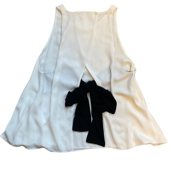Zara Dressy Tank Open Back Black Tie Accent White Size L - Picture 5 of 6